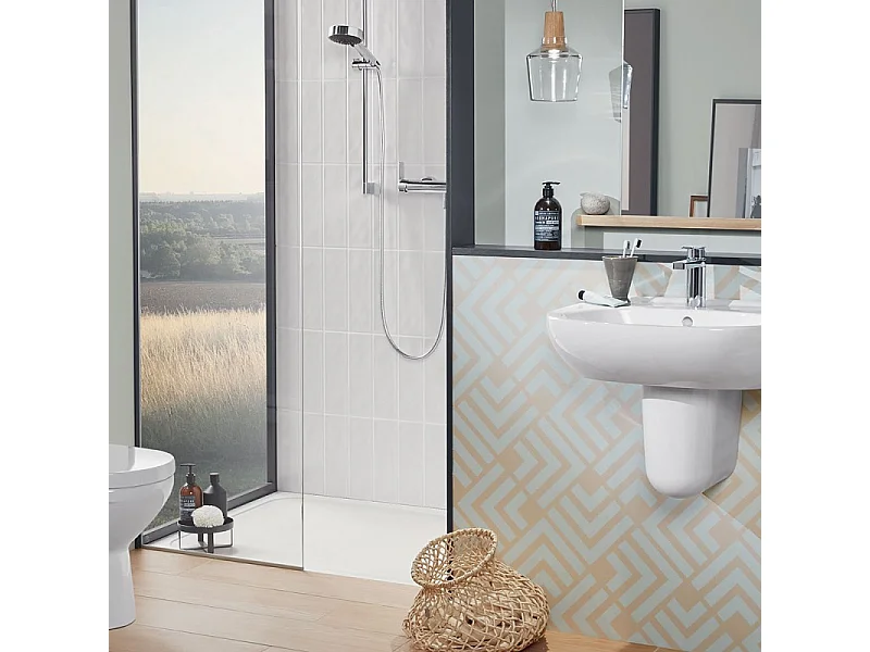 Receveur de douche antidérapant 100 x 80 VILLEROY ET BOCH Lifetime Plus Cerasoft céramique blanc + Bonde blanc