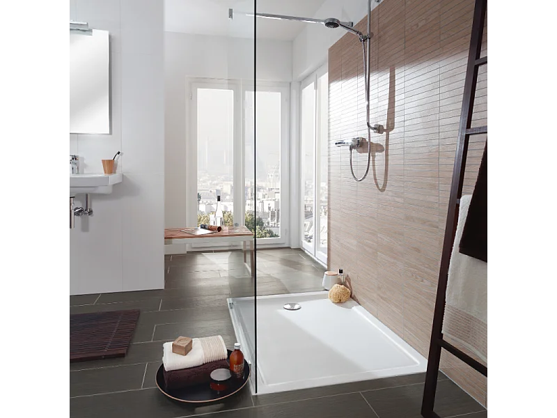 Receveur de douche antidérapant 140 x 80 VILLEROY ET BOCH Lifetime Plus céramique blanc + Bonde chromé