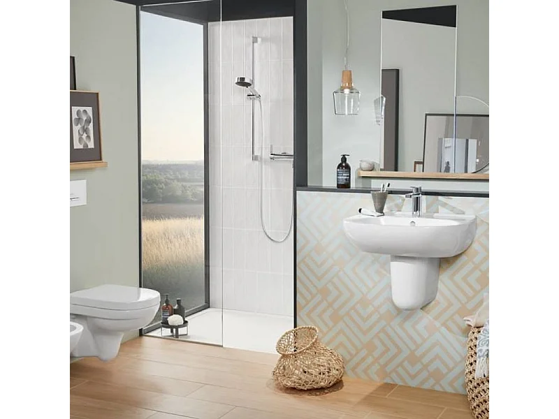 Receveur de douche antidérapant 80 x 80 VILLEROY ET BOCH Lifetime Plus céramique blanc + Bonde blanc
