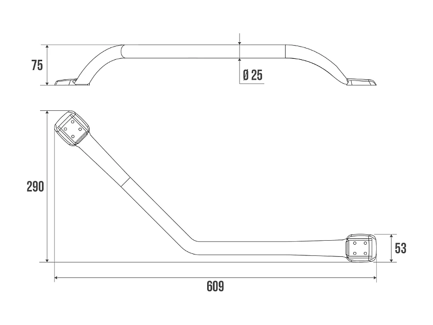 Barre d'appui coudée 135° PELLET Mana Blanc brillant