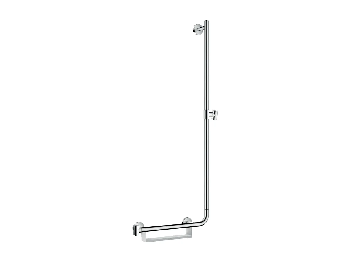 Barre de douche PMR HANSGROHE Unica 110 cm avec poignée à gauche chromé