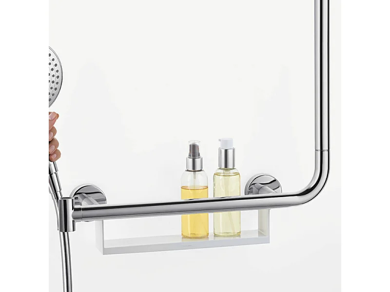 Barre de douche PMR HANSGROHE Unica 110 cm avec poignée à gauche chromé