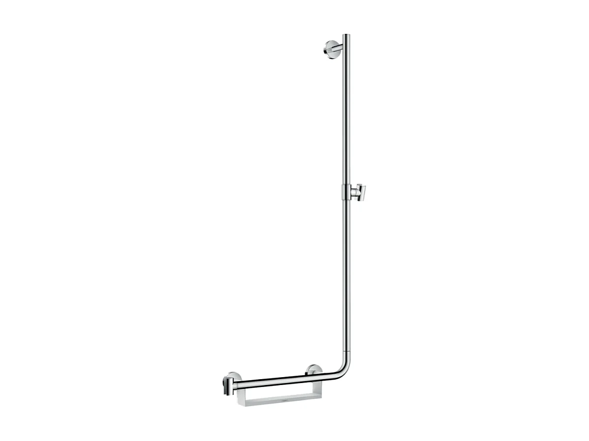 Barre de douche PMR HANSGROHE Unica 110 cm avec poignée à gauche chromé