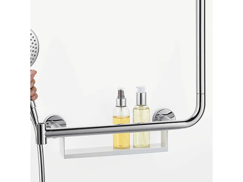 Barre de douche PMR HANSGROHE Unica 110 cm avec poignée à gauche chromé