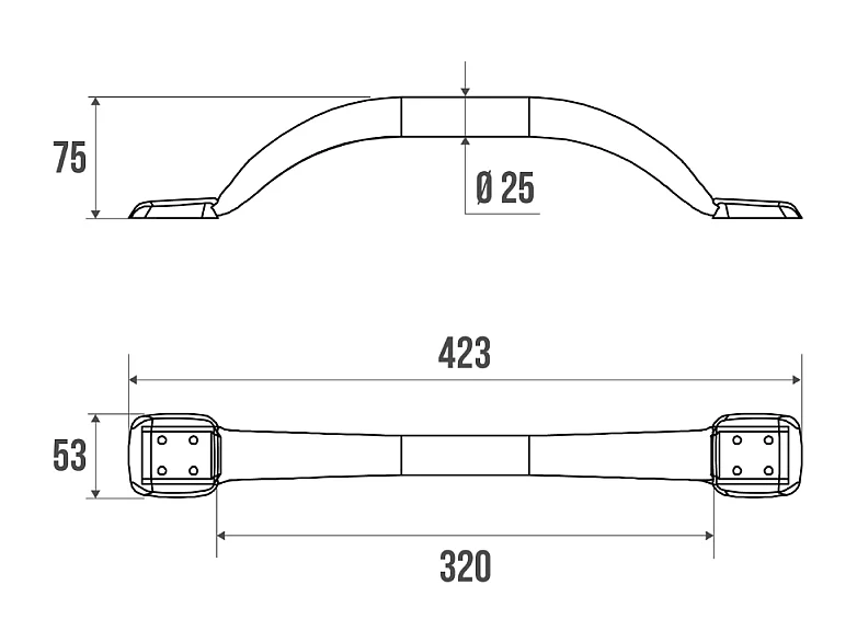 Barre d'appui PELLET Mana 42,5 cm Noir mat