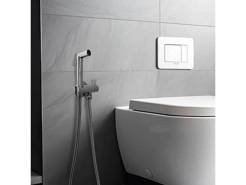 Douchette WC PAINI Cox ronde + Support + Flexible inox brossé