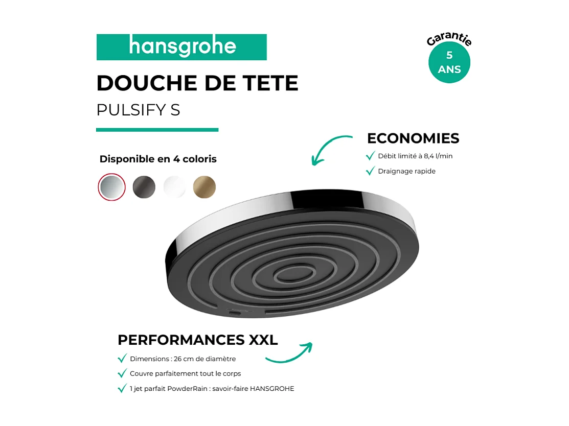 Douche de tête HANSGROHE Pulsify 260 EcoSmart Chromé