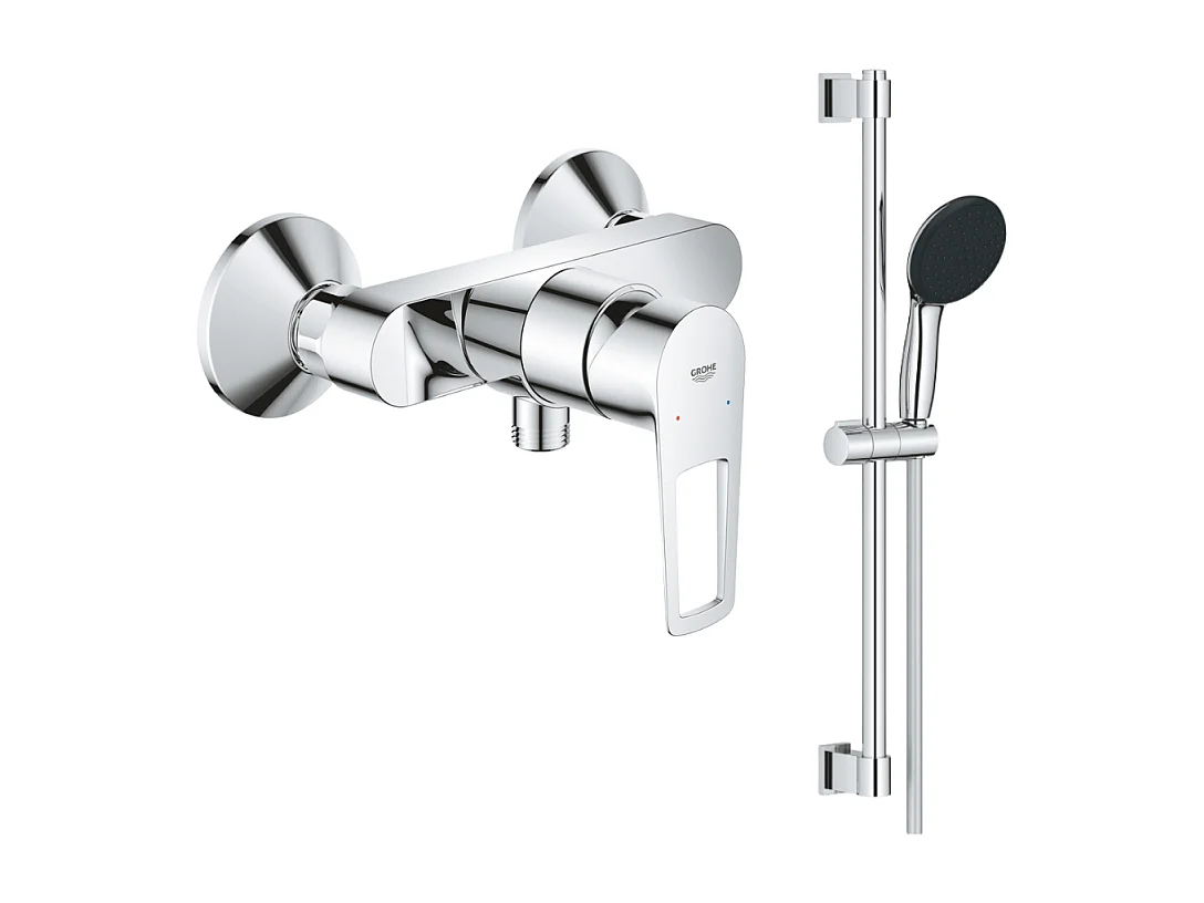 Pack mitigeur douche mécanique GROHE StartLoop + Ensemble de douche Start 2 jets avec barre Chromé