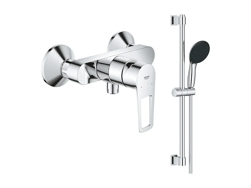 Pack mitigeur douche mécanique GROHE StartLoop + Ensemble de douche Start 2 jets avec barre Chromé