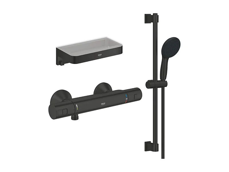 Mitigeur douche thermostatique GROHE Precision Start + Ensemblede douche avec barre 2 jets + Panier douche