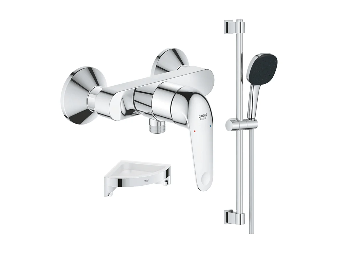 Pack douche mécanique Swift 2023 avec ensemble de douche Vitalio Comfort 110 et tablette en angle