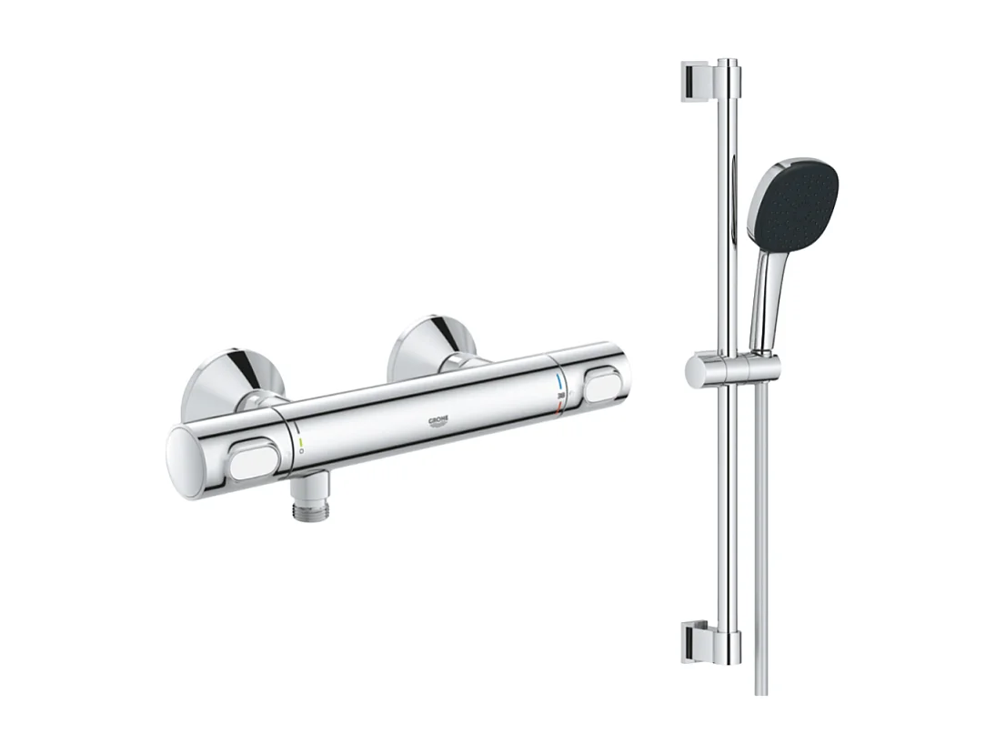 Mitigeur douche thermostatique GROHE GROHE Precision Flow + Ensemble de douche 2 jets avec barre