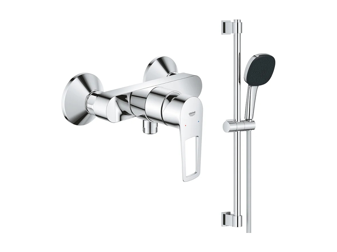 Pack mitigeur douche mécanique GROHE StartLoop + Ensemble de douche 2 jets avec barre Chromé