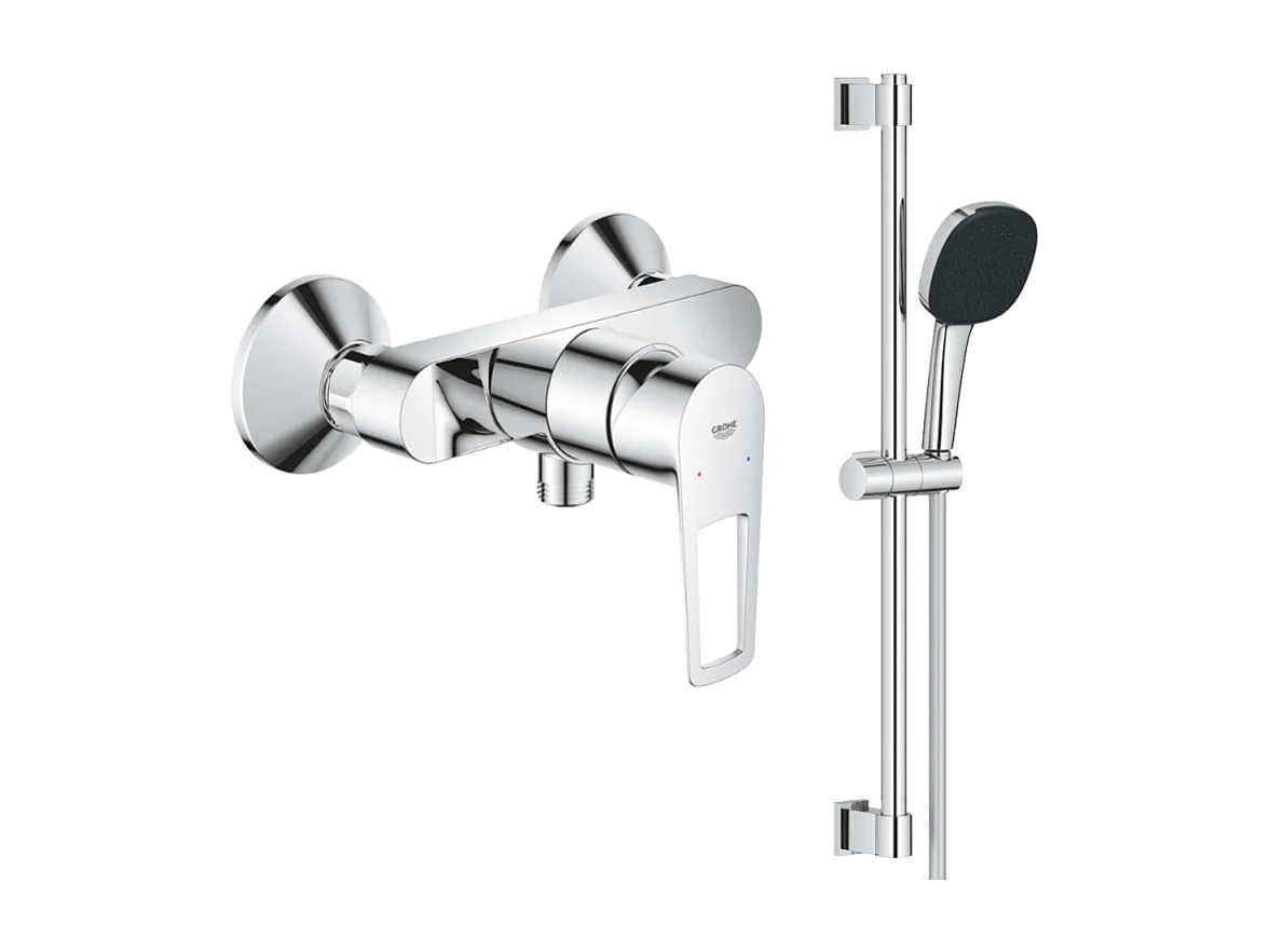 Pack mitigeur douche mécanique GROHE StartLoop + Ensemble de douche 2 jets avec barre Chromé