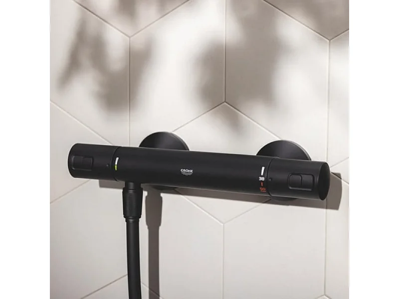 Mitigeur douche thermostatique GROHE Precision Start + Ensemble de douche avec barre 2 jets + Tablette de douche d'angle