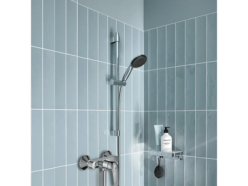 Mitigeur douche mécanique GROHE Swift 2023 + Ensemble de douche 2 jets avec barre + Panier douche