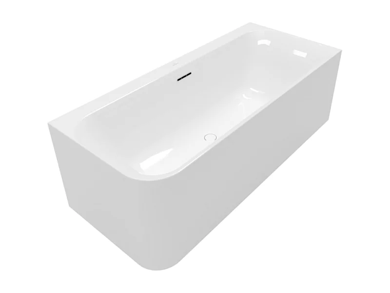 Baignoire semi-îlot d'angle VILLEROY & BOCH Loop & Friends version droite avec bonde et trop-plein blanc