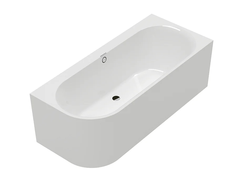 Baignoire murale semi-îlot d'angle VILLEROY & BOCH Oberon 2.1 blanc mat version droite