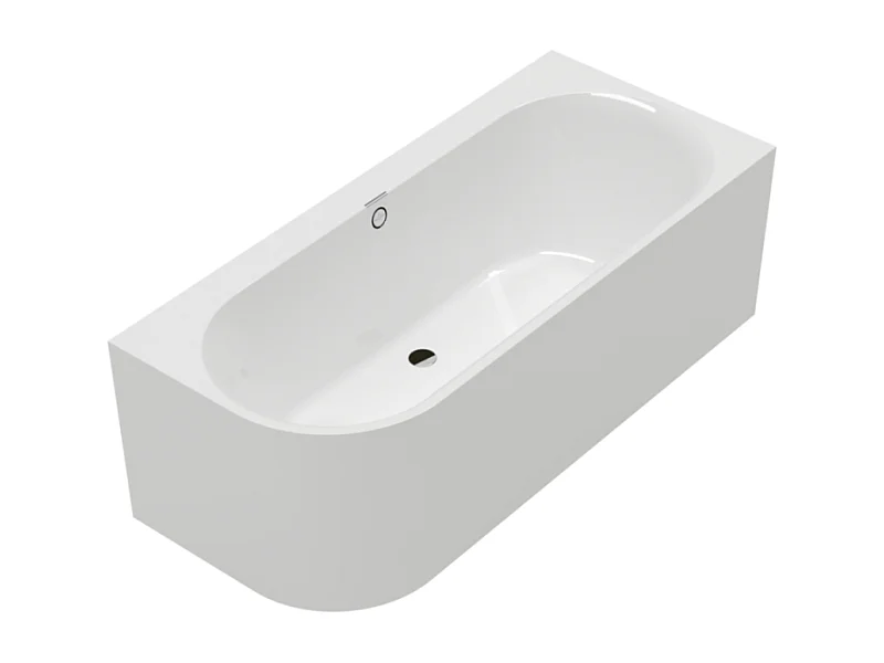 Baignoire murale semi-îlot d'angle VILLEROY & BOCH Oberon 2.1 blanc mat version droite