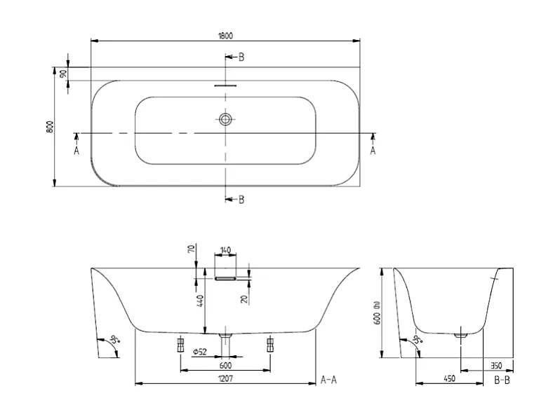 Baignoire semi-îlot d'angle VILLEROY & BOCH Loop & Friends version droite