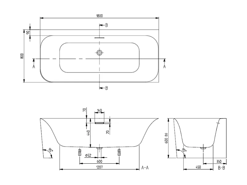 Baignoire semi-îlot d'angle VILLEROY & BOCH Loop & Friends version gauche