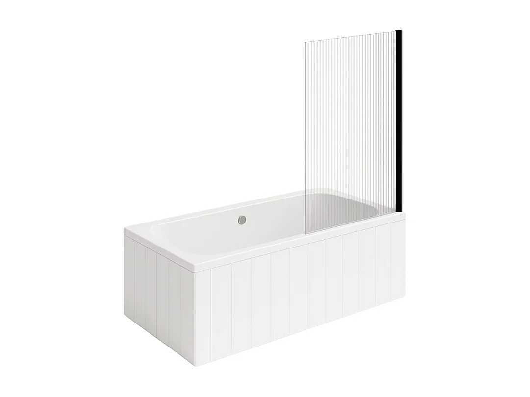 Baignoire droite VILLEROY & BOCH O.Novo 180 x 80 cm Blanc + Pare bain droite AURYS Raywall noir mat