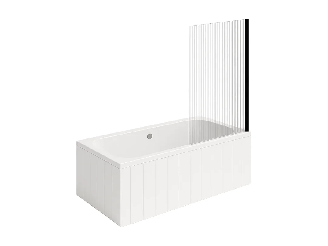 Baignoire droite VILLEROY & BOCH O.Novo 180 x 80 cm Blanc + Pare bain droite AURYS Raywall noir mat