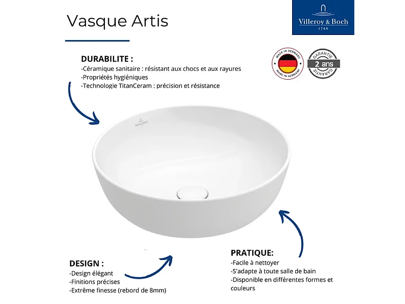 Vasque ronde à poser VILLEROY ET BOCH Artis Noir mat
