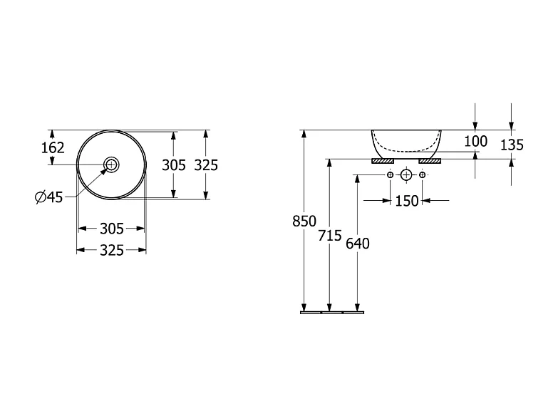Vasque ronde à poser VILLEROY ET BOCH Artis 32,5cm Bleu Nightfall