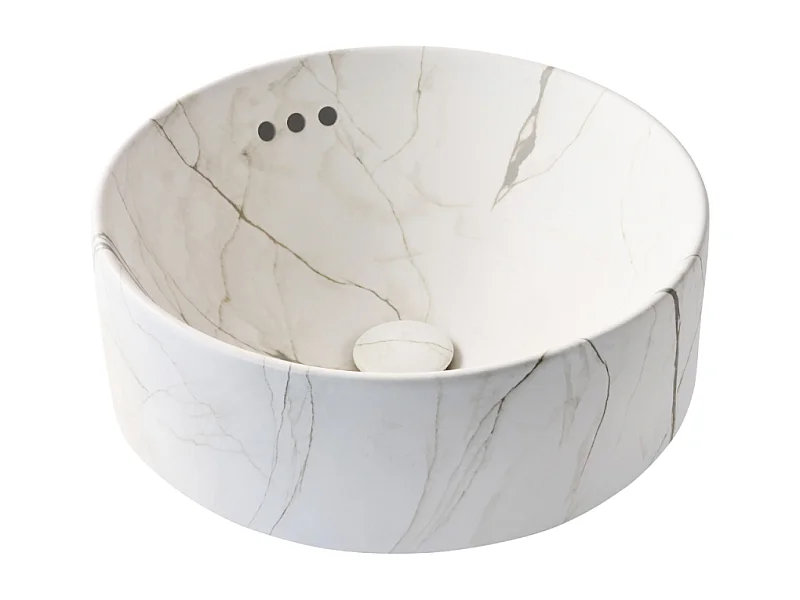 Vasque ronde à poser JACOB DELAFON Vox marbre blanc sculptural + bonde