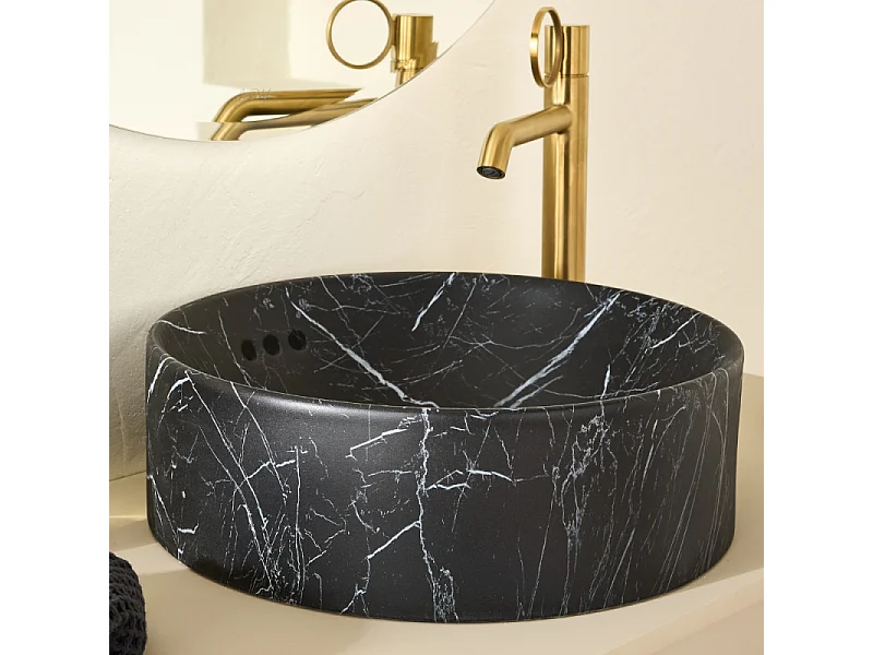 Vasque ronde à poser JACOB DELAFON Vox marbre noir orage + bonde