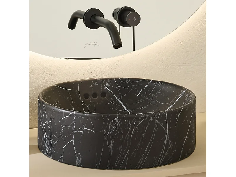 Vasque ronde à poser JACOB DELAFON Vox marbre noir orage + bonde