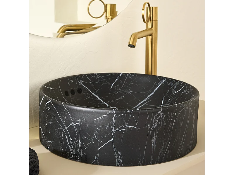 Vasque ronde à poser JACOB DELAFON Vox marbre noir orage + bonde