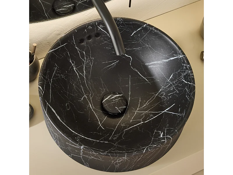 Vasque ronde à poser JACOB DELAFON Vox marbre noir orage + bonde