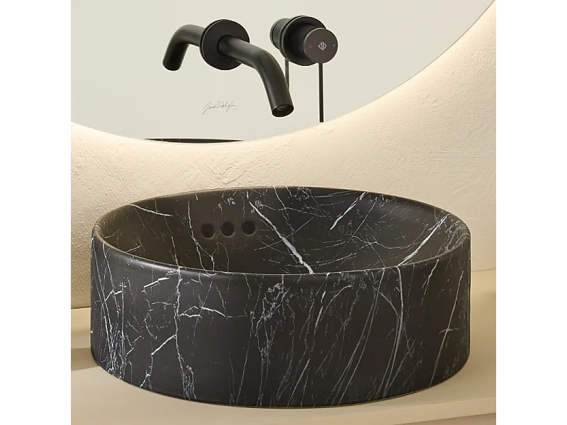 Vasque ronde à poser JACOB DELAFON Vox marbre noir orage + bonde