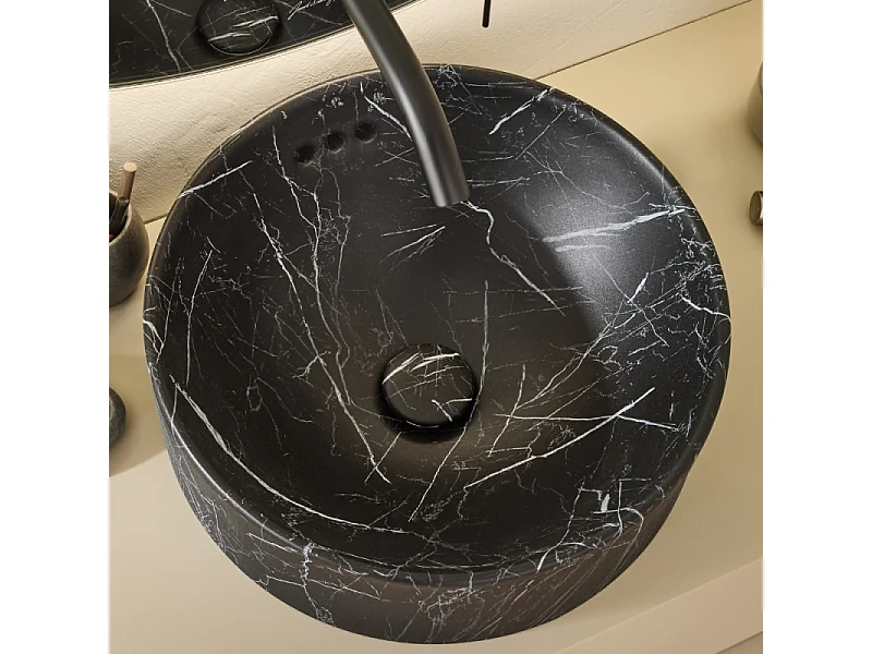 Vasque ronde à poser JACOB DELAFON Vox marbre noir orage + bonde