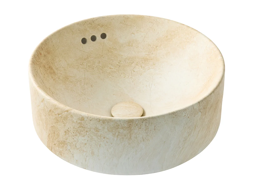 Vasque ronde à poser JACOB DELAFON Vox marbre travertin sable + bonde