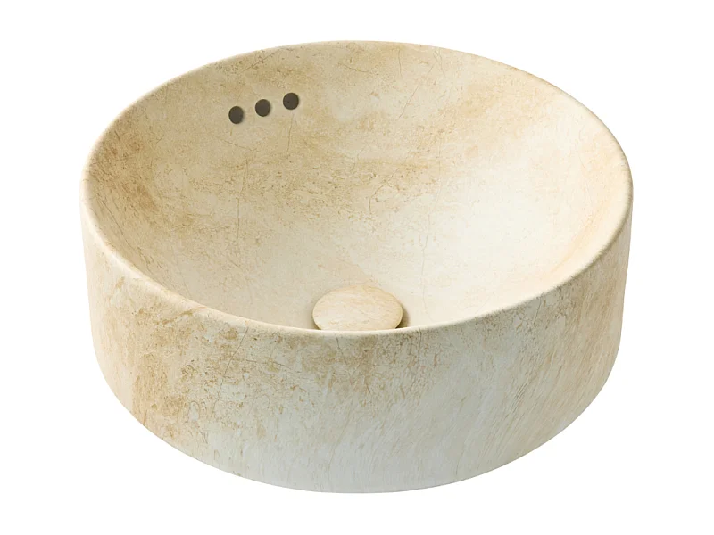 Vasque ronde à poser JACOB DELAFON Vox marbre travertin sable + bonde