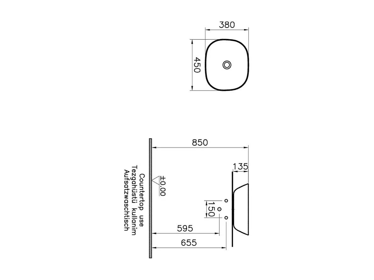 Vasque à poser rectangulaire VITRA Plural sable