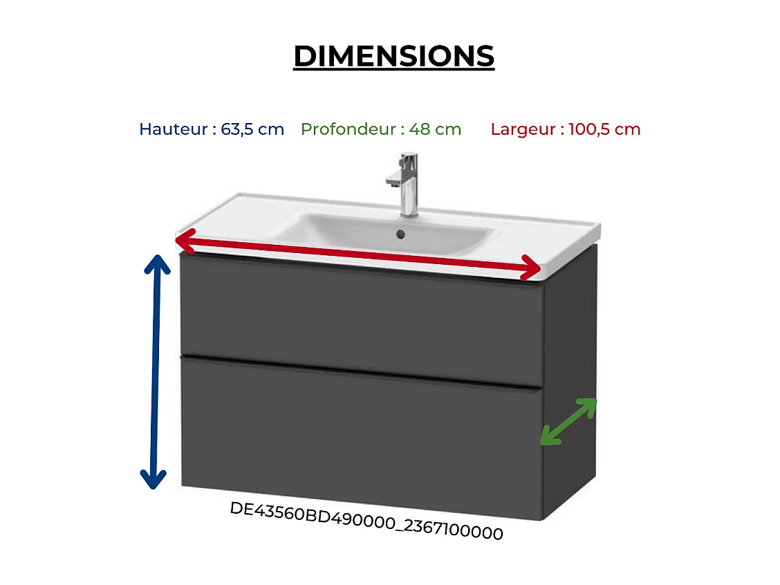 Meuble vasque 98 cm DURAVIT D-Neo Gris mat