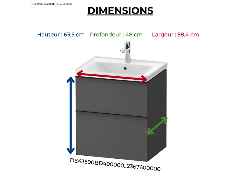 Meuble vasque 58 cm DURAVIT D-Neo Gris mat