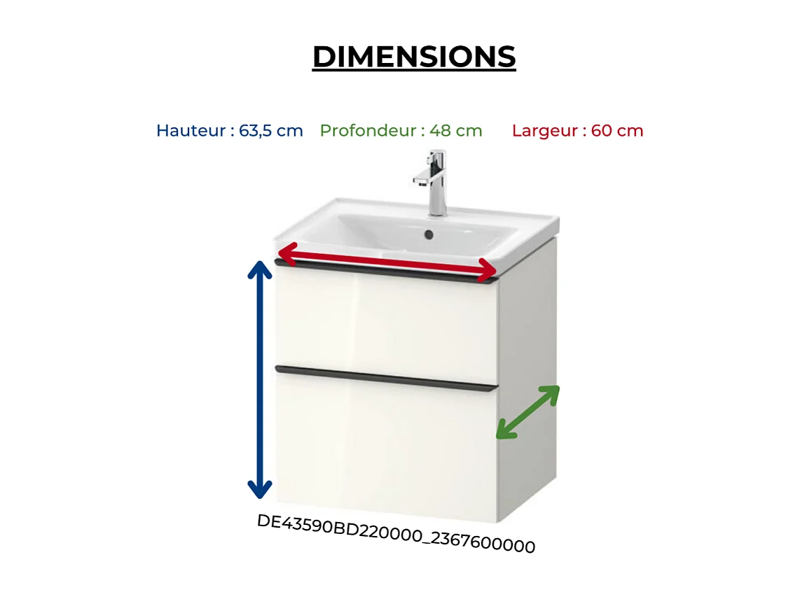 Meuble vasque 58 cm DURAVIT D-Neo Blanc brillant