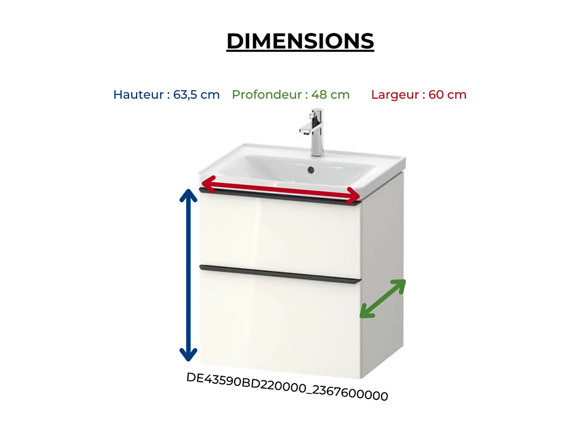 Meuble vasque 58 cm DURAVIT D-Neo Blanc brillant