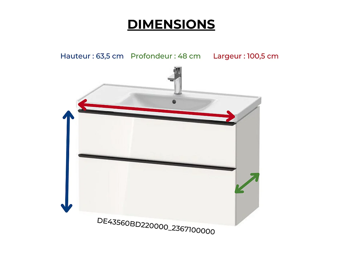 Meuble vasque 98 cm DURAVIT D-Neo Blanc brillant