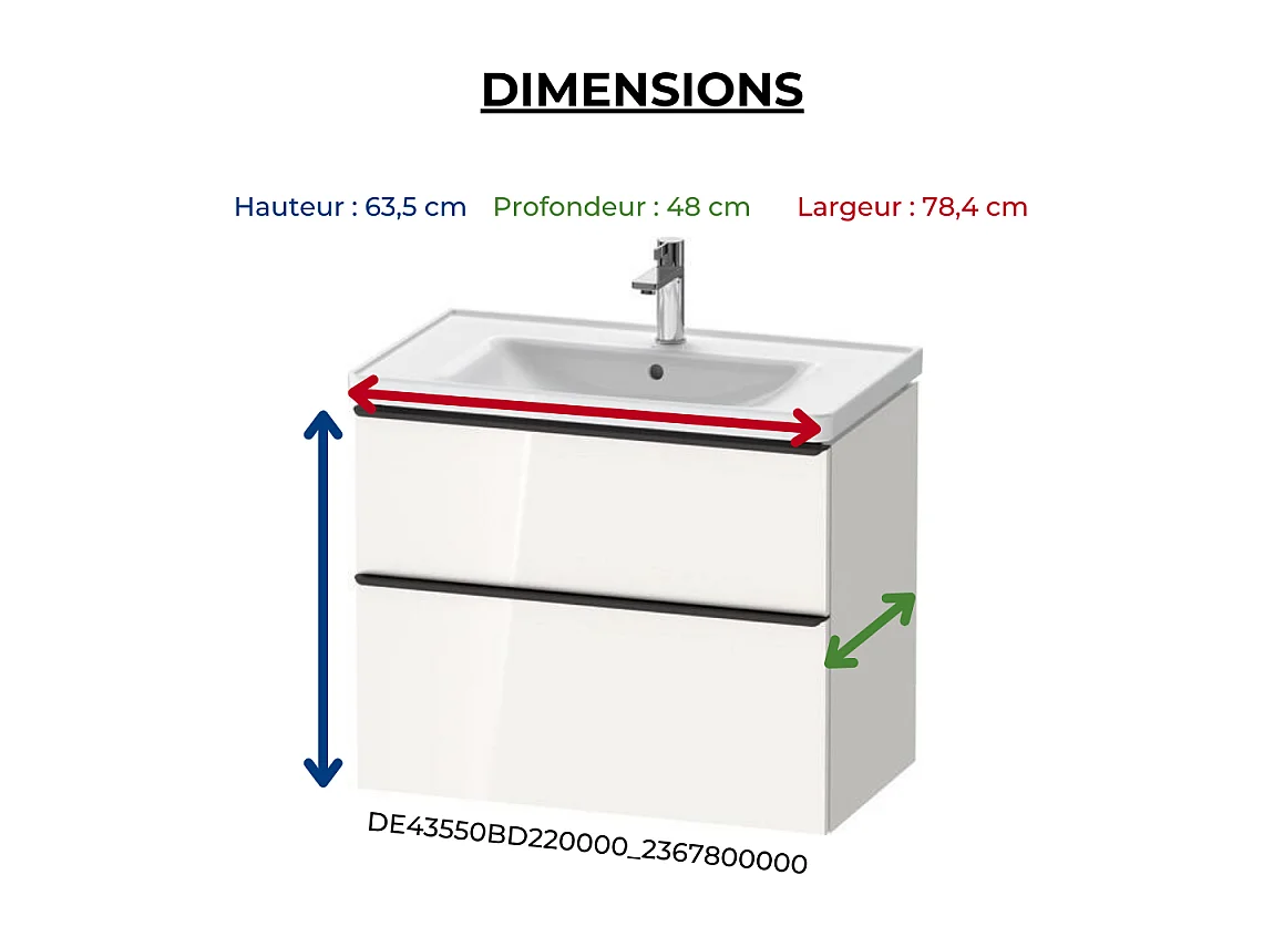 Meuble vasque 78 cm DURAVIT D-Neo Blanc brillant