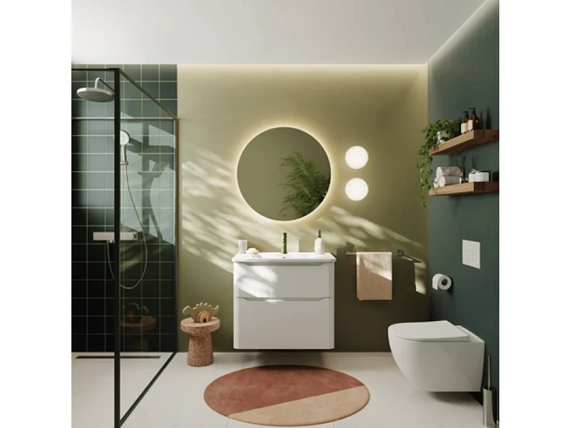 Meuble vasque supendu VITRA Sento Round 100cm Blanc brillant