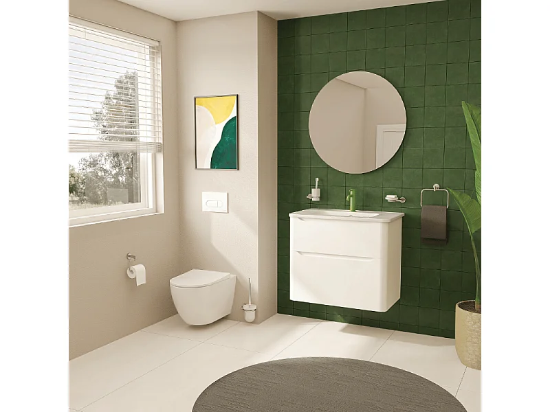 Meuble vasque supendu VITRA Sento Round 100cm Blanc brillant