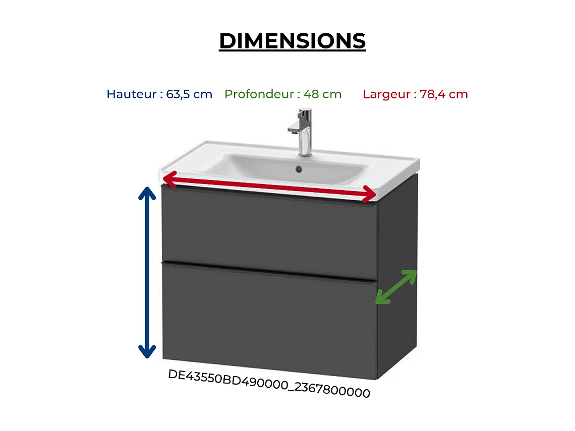 Meuble vasque 78 cm DURAVIT D-Neo Gris mat