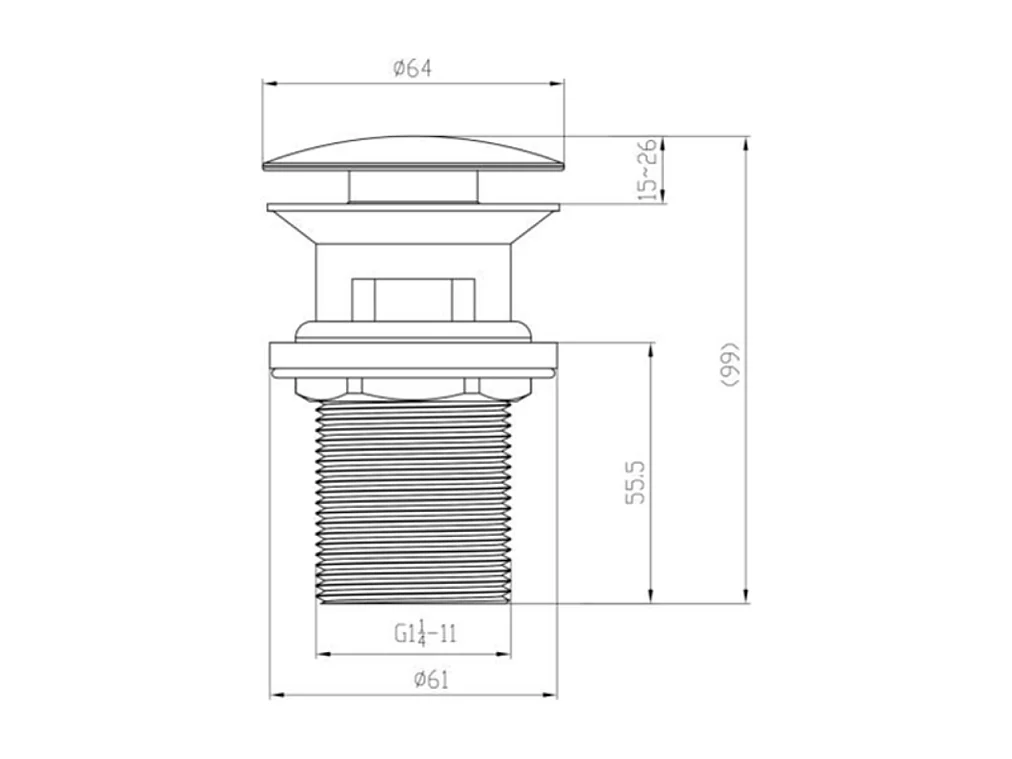 Bonde lavabo clic clac VILLEROY ET BOCH Universal Taps & Fittings Chrome