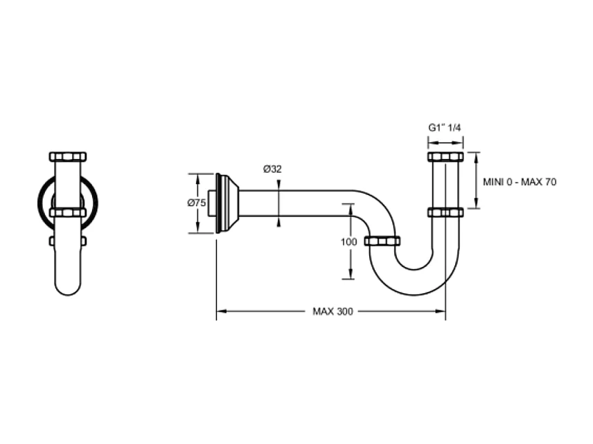 Siphon JACOB DELAFON Cléo 1889 or beige
